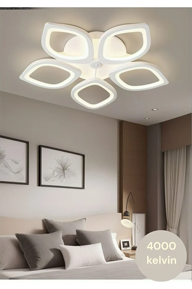 Yonca Plafonyer Lüks Modern 5'li Günışığı Ledli Avize